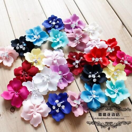 10pcs Multi color 3D satin small flowers bead handmade DIY materials wedding head accessories accessories clothing AC566