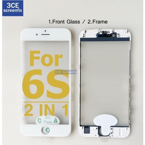 10Pcs Top Quality Front Outer Glass Middle Frame Bezel Laminate OCA For iPhone 6S 3 in 1 2 in 1 Front Glass Frame OCA