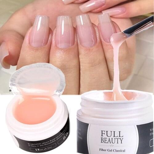 15ml Nail Art Extension UV Gel Transparent Quick Construction Glass Fiber Silk Free Paper Drag 4 Colors Nail Art Accessories