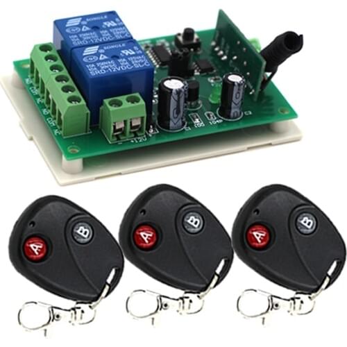 2CH 433MHz Learning Code Receiver with Digital Wireless Remote Control Shutter door SKU:5002