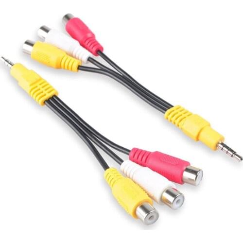 2-Pack 3.5mm Stereo Male to 3 RCA Female Splitter Extension Cable for Audio Video AUX Port - 6 inch