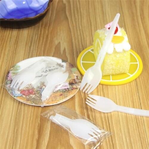 2000Pcs/Lot OPP Packing Disposable Plastic Scoop Folding Fork Spoon Dessert Salad Spoon Ice Sream Fork Scoop Wholesale LX4069