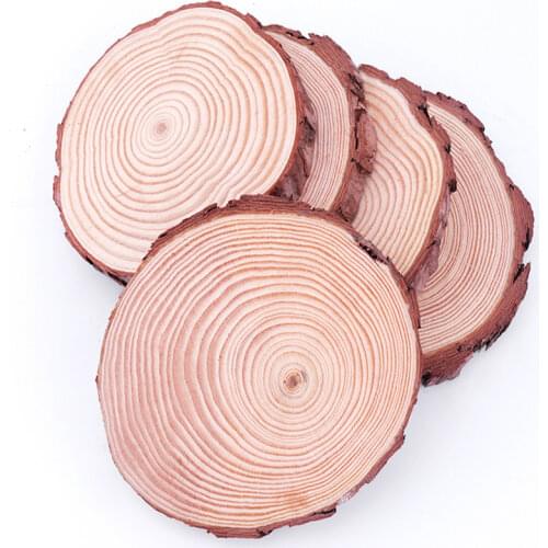 3-16cm Natural Round Wood Slices Cup Mat Circles Tree Bark Log Annual Ring for DIY Crafts Wedding Party Painting Decoration