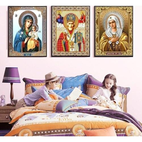 Diamond Embroidery Religion Icon DIY Cross Stitch Diamond Painting Virgin Mary Rhinestone Square Full Mosaic Set