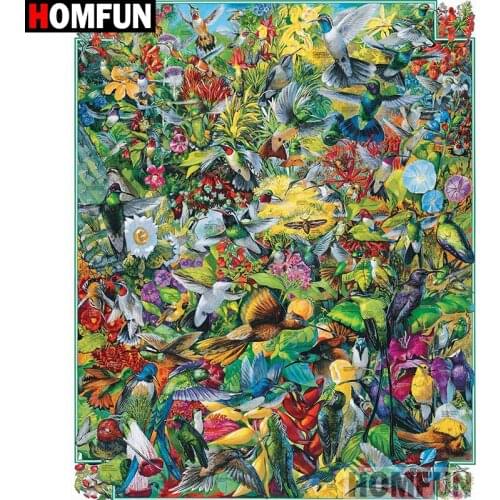 HOMFUN Full Square/Round Drill 5D DIY Diamond Painting "Bird flower" Embroidery Cross Stitch 5D Home Decor A00824
