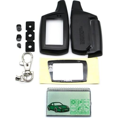 DXL 3000 lcd display+Keychain Case for Russian Two Way Car Alarm System PANDORA DXL3000 LCD Remote Control Key Fob Chain