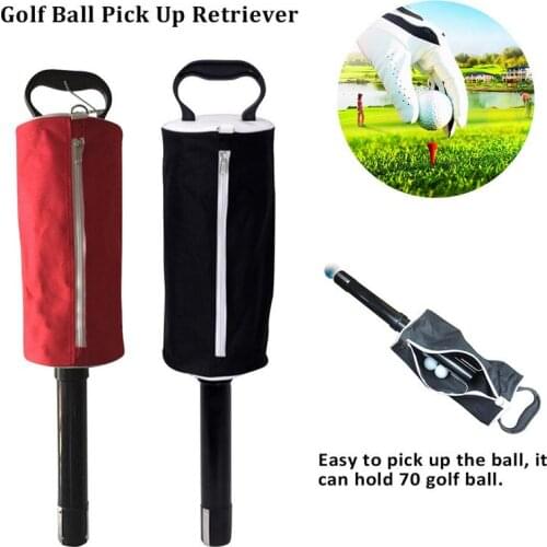 Black Zipper Golf Ball Pick Up Retriever Shag Bag Hold Up To 70 Balls Easy To Pick Up The Ball