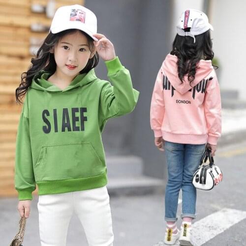 Children Clothes Girls T Shirts Letter Hoodies Coats 2021 New Kids Autumn Long Sleeve Tee Tops Sweatshirt for Girls 14 Years Old