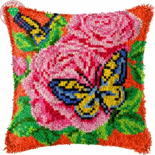 Diy Needlework pillowcase embroidery Flower Handmade carpet sets embroidery stitch thread Stitch Threads embroidery butterfly