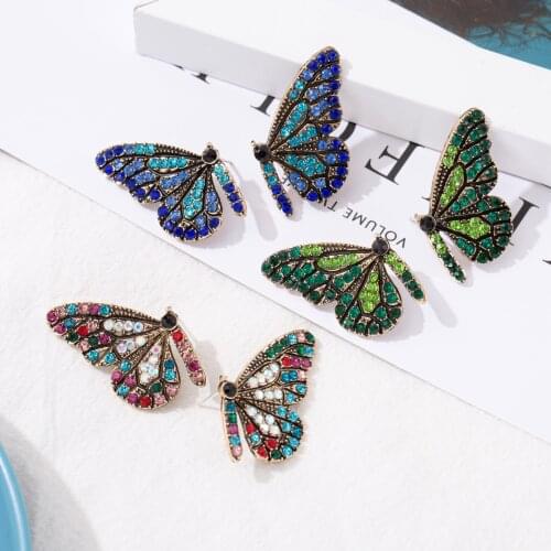 Juorest Elegant Butterfly Earrings for Women Party Colorful Crystal Stud Earrings Exquisite Party Earrings Jewelry Accessories