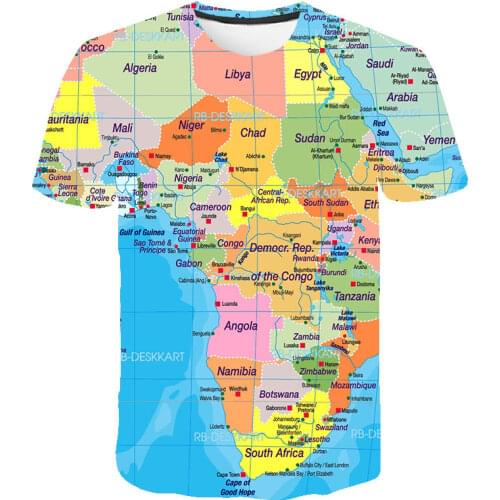 2020 New Arrival Map of the world 3d T Shirt Summer Fashionable Short Sleeve Tee Tops Men Anime Harajuku T-Shirts