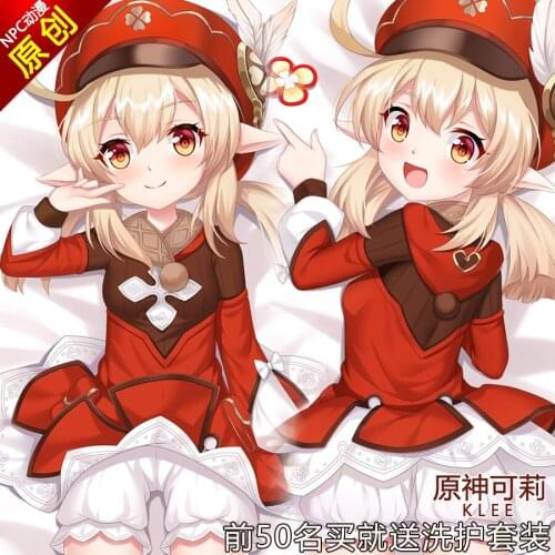 Game Genshin Impact Klee Sexy Women 2WAY Dakimakura Hugging Body Pillow Case Cushion Cover Anime Otaku Bedding Decor Gift