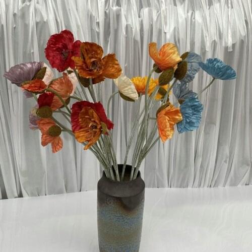 5pcs Simulation Poppy Flower Branch Bedroom Decoration Artificial Poppy Flower Bouquet Wedding Decorative Flower Wreath Branch