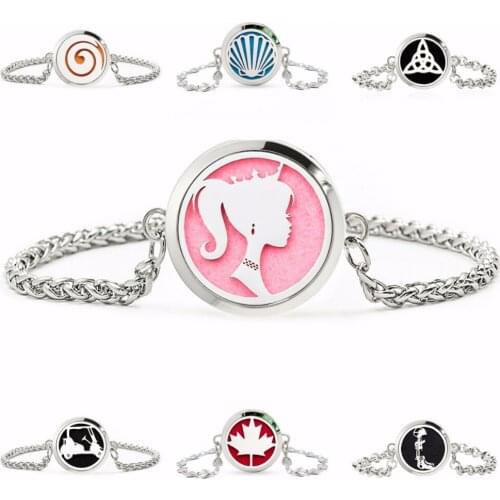 Pretty Princess Stainless Steel Bracelet Aromatherapy Locket Chain Bangle Diffuser locket Perfume Locket 10pcs color Pads