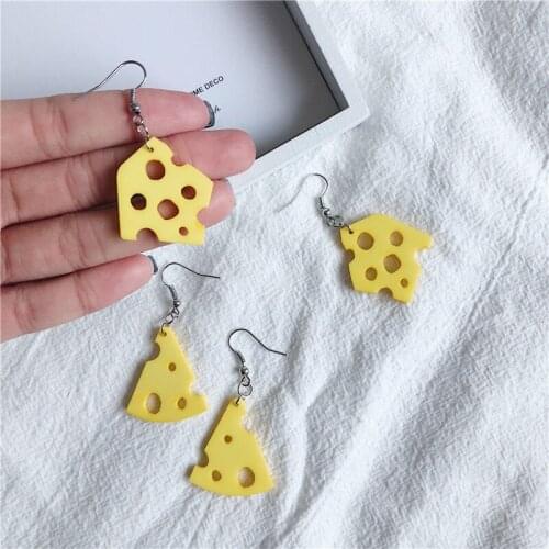 Girls fashion earrings Acrylic eardrop Whimsy irregular earrings female cheese earrings White lotus root Asymmetric earrings