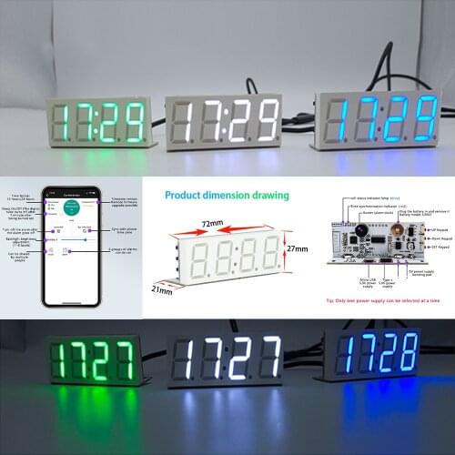 Electronic DIY Digital Wifi Timing Clock Module Blue White Green 4 Digits Display Global Time Zone Automatic Network Timing 5V
