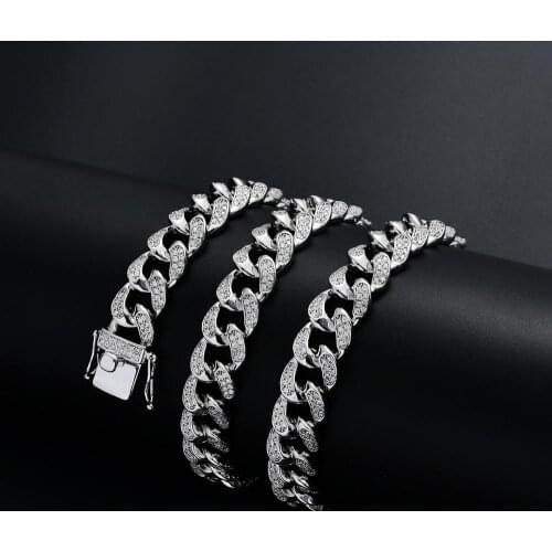 Micro Paved 12mm S-Link Miami Cuban Necklaces Hiphop Mens Iced cubic zircon Fashion Jewelry Drop Shipping