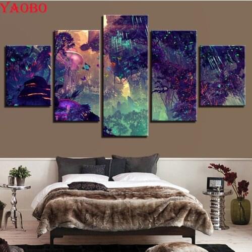 Full Square Round Drill 5D DIY Diamond Painting 5 Piece Abstract art Multi-picture Combination Embroidery Mosaic Still life