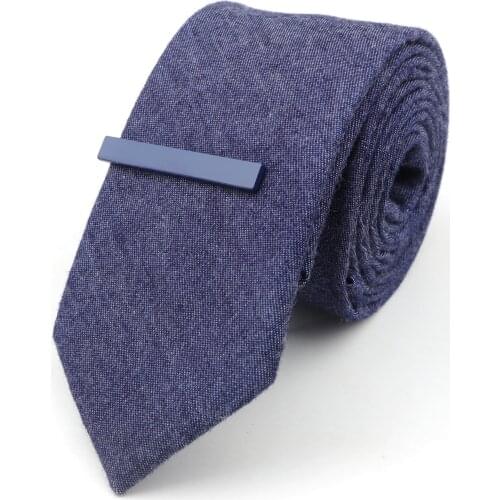 Tie&Clip Set Fashion 6cm Solid Color Linen/Cotton Necktie Bright Ties Pin Clips Clasp Colourful for Mens Clothing Accessories