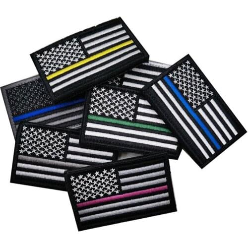 USA Flag Patches Embroidery American Tactical Military patch for clothing Badge stripes thin blue line patch with hook and loop
