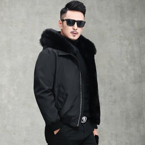 Real Fur Coat Men Rabbit Fur Coat Men Fox Fur Collar Winter Coat for Men Clothes 2020 Real Fur Parka Casaco V18-6700 YY939