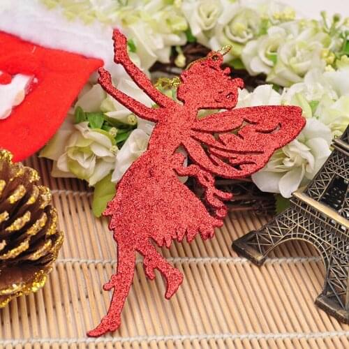 New 1Pcs sticky powder Cute angel shape xmas ornament Glitter powder Christmas tree pendant Christmas tree decorations supplies