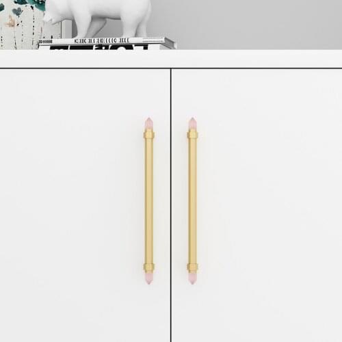 Original design crystal hexagonal handle Nordic cabinet wardrobe door luxury high grade pure Brass Drawer long handle
