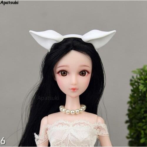 White Fox Ear Headband Headwear For Barbie Doll Accessories Plastic Tiara Hairwear Hair Accessories For 1/6 Dolls DIY Decoration