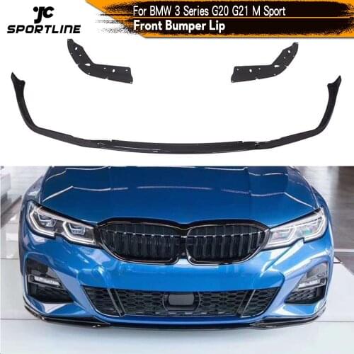 PP Glossy Black Front Bumper Lip Spoiler Splitters For BMW 3 Series G20 G21 M Sport 2019 2020 Front Spoiler Apron