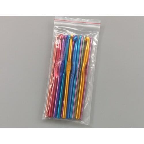 DONYAMY 14 Sizes Multicolor Aluminum Knitting Needles Crochet Hooks Set Tool Weave Craft (2.0-10.0mm)
