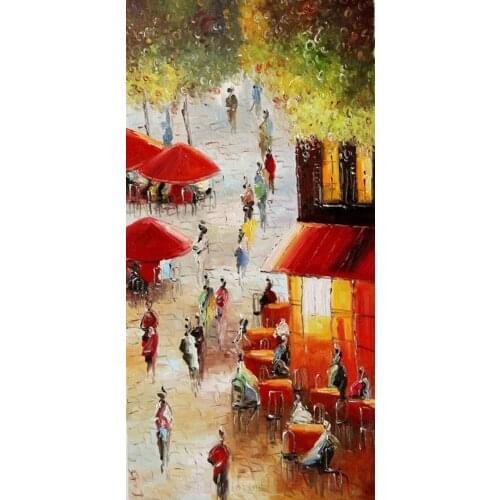 Handpainted Modern Abstract Life Landscape Calligraphy Picture Handmade Wall Art Unique Street View Knife Oil Painting on Canvas