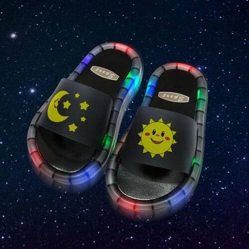 2021 NEW Girl Children LED Garden Shoes Kids Slippers Baby Bathroom Sandals Kids Shoes for Girl Boys Light Up Black Shoes