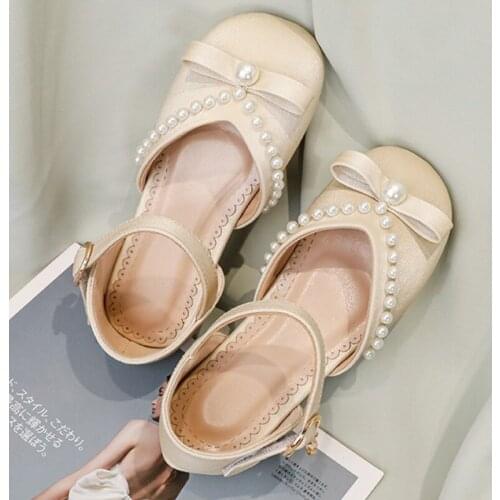 Girls School Sandals Beaded for Summer Little Kids Mary Jane Princess Shoes Toddlers Leather Soft Flats Shoes Pink 3-12 Years