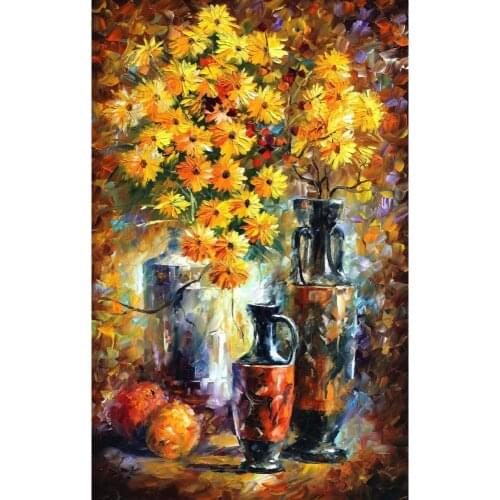 Modern art Flowers greek vases Palette knife oil painting Still life on canvas High quality Handmade home decor