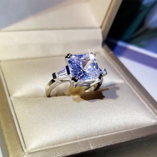 Wedding Engagement Rings for Women Female Square Zirconia Ring with Stone Jewelry Silver Color Female Ring Accession