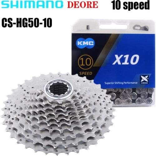 DEORE HG50-10 HG500-10 Bicycle Flywheel 10 Speed Cassette Sprocket 11-34/36/46/50T With KMC Chain MTB Road Bike Original Parts