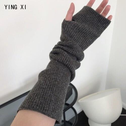 YING XI 2020 New Spring Elastic Force Women Guantes False sleeves Mitten