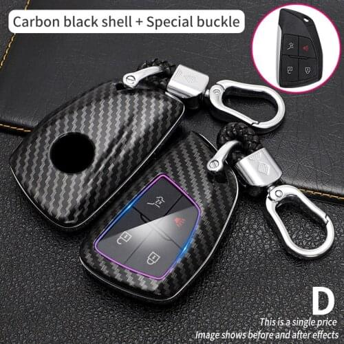 Car Remote Key Cover Case Key Shell For Buick Chevy Encoway s Carbon fiber textured key case buckle keychain Styling accessories