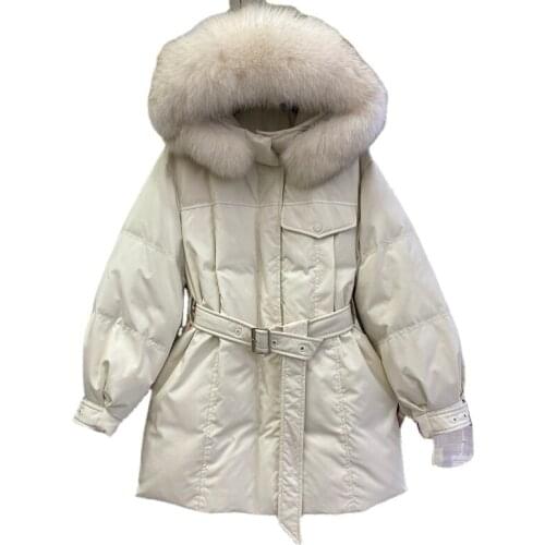 2021 Winter Jacket Women Thicken Down Jackets Real Fox Fur Collar Woman Coats Warm Korean Female Coat Casaco Feminino WPY3957
