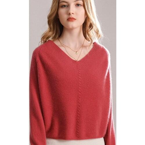 Top Grade New Brand Women Sweaters 100% Pure Pashmina Knitted Vneck Jumpers 2020 Hot Sale New Fashion Soft Warm Long Sleeve Tops