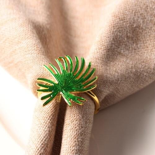 10pcs/lot Green leaf napkin ring metal napkin buckle holiday party table top decoration napkin ring