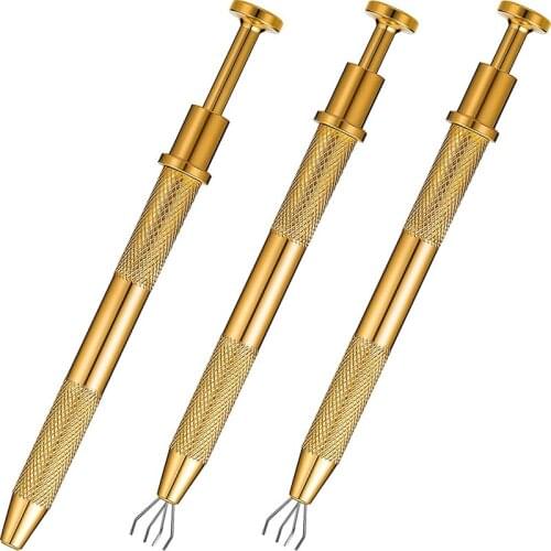 3 Pcs 4-Claw Pick Up Tool Prong Holder Diamond Pick-Up Tool Gem Catcher 4 Prongs Tweezers Grabber