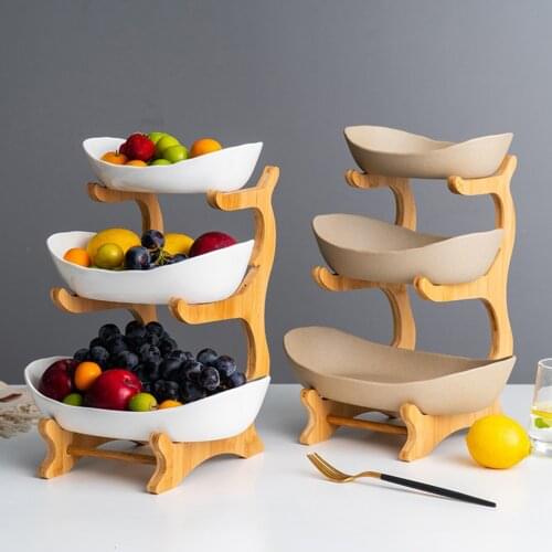 3 Tiers Ceramic Fruit Plates Nuts Serving Bowls Shelves Kitchen Tableware