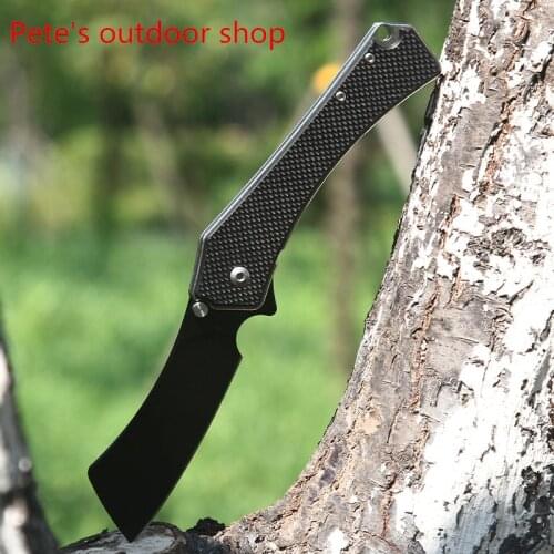 5CR15MOV Steel Blade Pocket Folding Knife, G10 Handle Little Knife, Collectible EDC Gift Camping Outdoor Knife,HY006 Black Blade