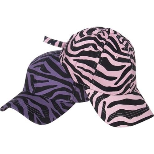 Unisex Zebra Striped Milk Cow Animal Print Baseball Cap Harajuku Hip Hop Outdoor Sun Protection Adjustable Trucker Hat