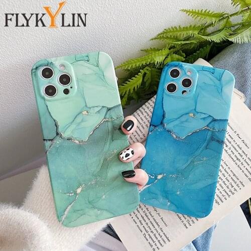FLYKYLIN Glitter Marble Phone Case For iPhone 12 11 Pro Max X XR XS Max 12 Mini 7 8 Plus Luxury Fundas Camera Protection Cover
