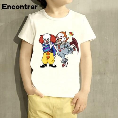 Kids Pennywise Movie It Losers Cartoon Design T Shirt Boys/Girls The Scary Creepy Clown Tops Children Cute T-Shirt,HKP4378