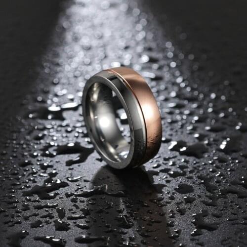 Rose gold silver two-tone ring tungsten carbide wedding ring men and women mirror surface 8MM comfortable and suitable