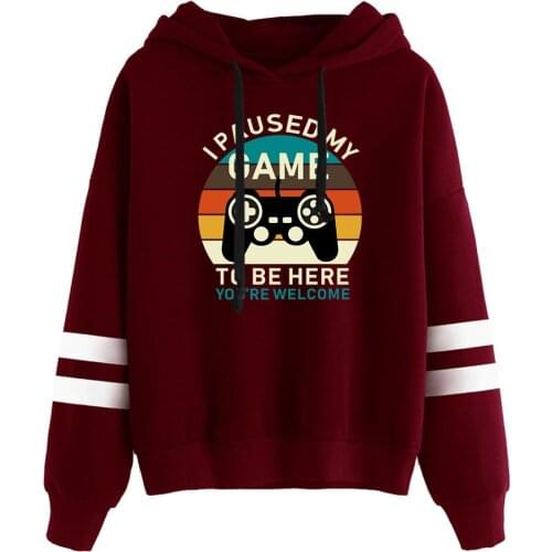 Creative I Paused My Game To Be Here Hoodie Pocketless Sleeve Men Womens Sweatshirt Funny Video Gamer Harajuku Clothes Boy Girl