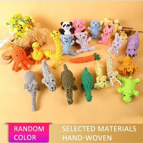 Pet Dog Toys Cartoon Animal Dog Chew Toys Durable Braided Bite Resistant Puppy Molar Cleaning Teeth Cotton Rope Toy
